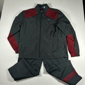 Reebok Men's Vintage 2-Piece Track Suit, XL Top / L Bottoms Gray/Red Zippers